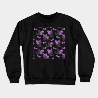 Purple Butterfly Cat Crewneck Sweatshirt